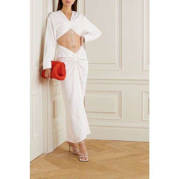 CHRISTOPHER ESBER Ruched Cutout Stretch Maxi Dress US 8 $1090 - Picture 1 of 14